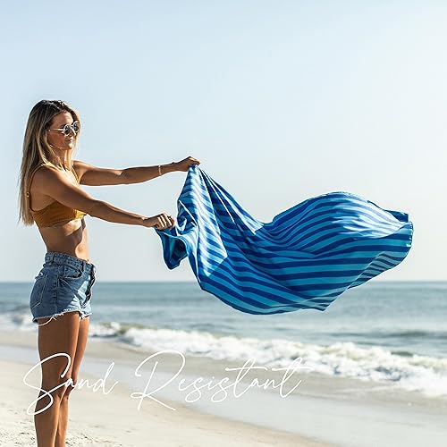 Miniatura 5 de Toalla de playa resistente a la arena, con bolsillo con cremallera, compacta, ligera y de secado rápido