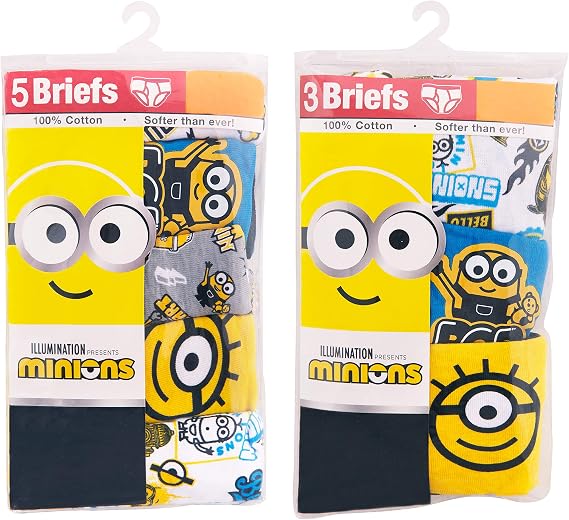 Minions Boys' Minions Athletic Boxerbriefs and Underwear in Sizes 2/3t, 4t, 4, 6, 8 & 10