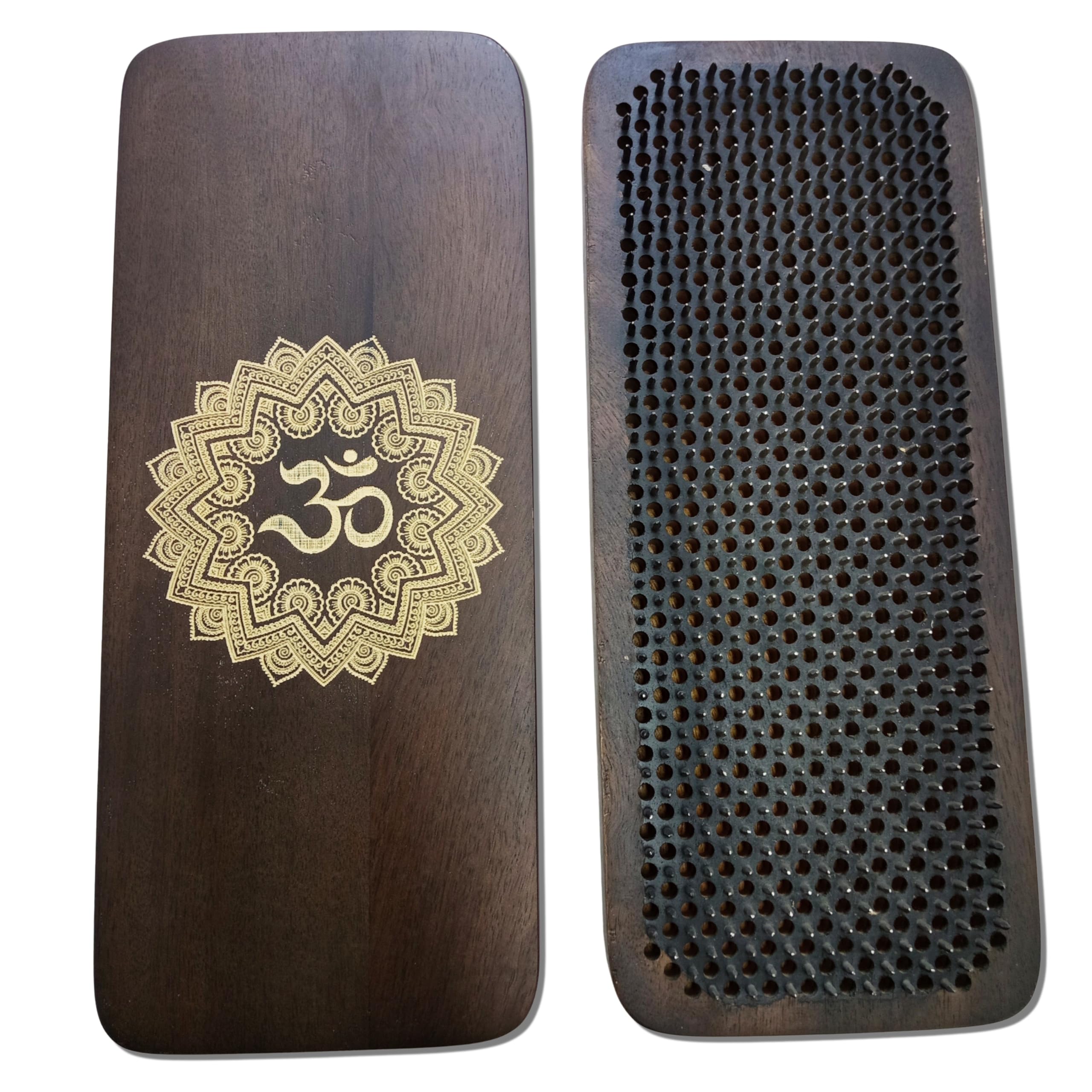 Sadhu Board - Tabla de uñas de madera de mango oscuro, 100% hecha a mano, 4 tamaños: 8 mm, 10 mm, 12 mm y 15 mm, práctica de yoga, alivia la tensión