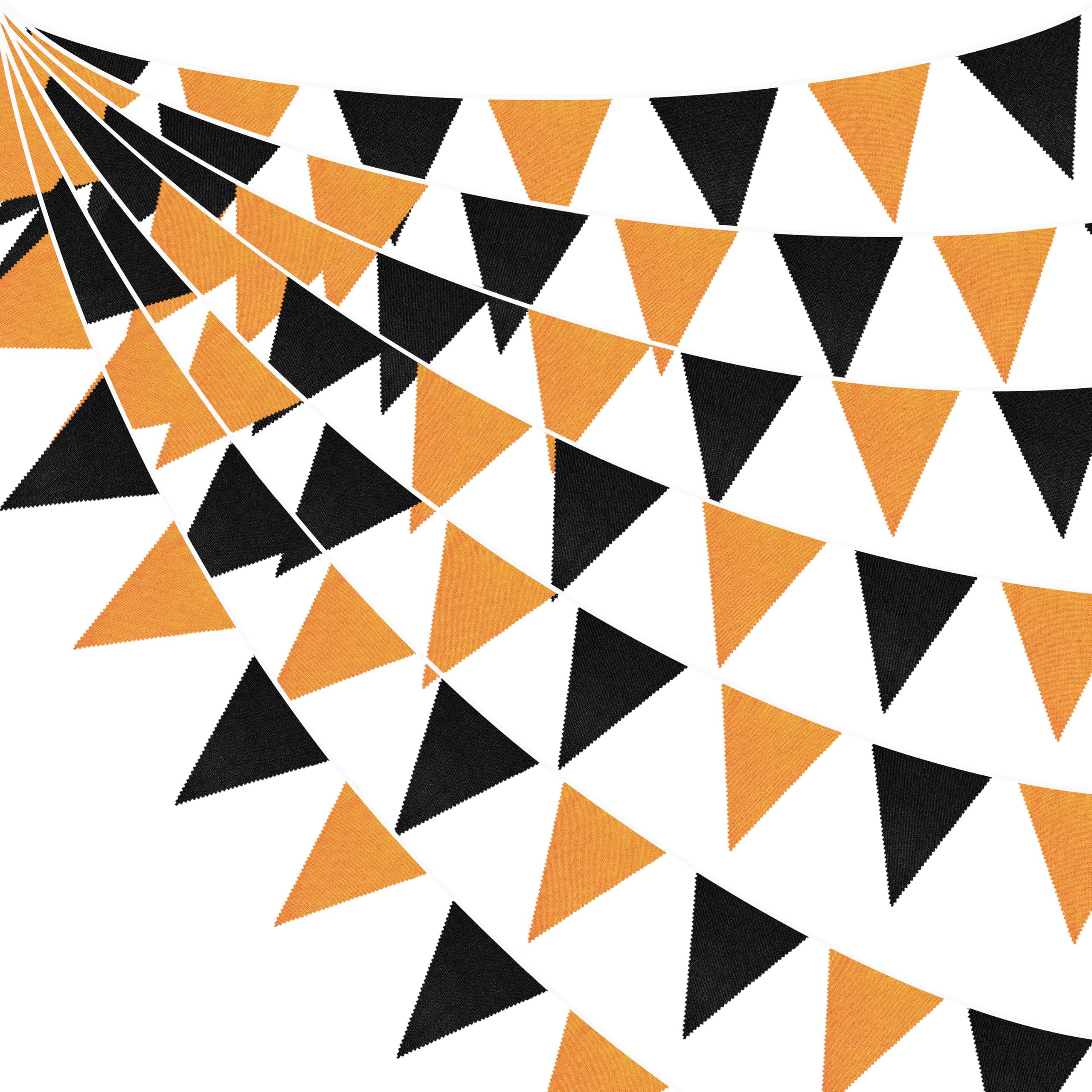 46Ft Orange Black Burlap Banner Triangle Flag Party Decorations Black Orange Linen Fabric Pennant Bunting Streamer for Graduation Halloween Fall Birthday Wedding Baby Shower Thanksgiving Garden Party
