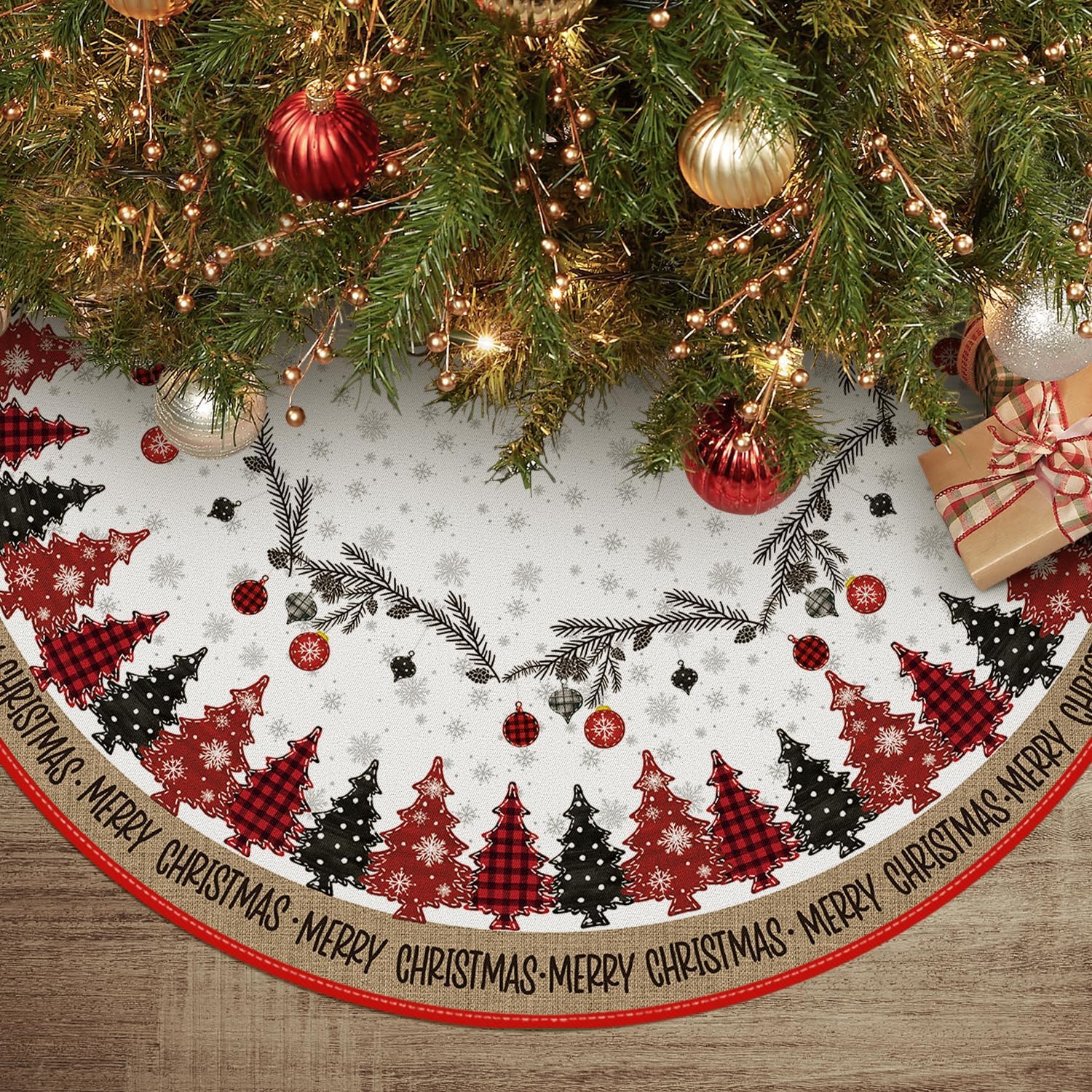 AVOIN colorlife Merry Christmas Christmas Tree Skirt 48