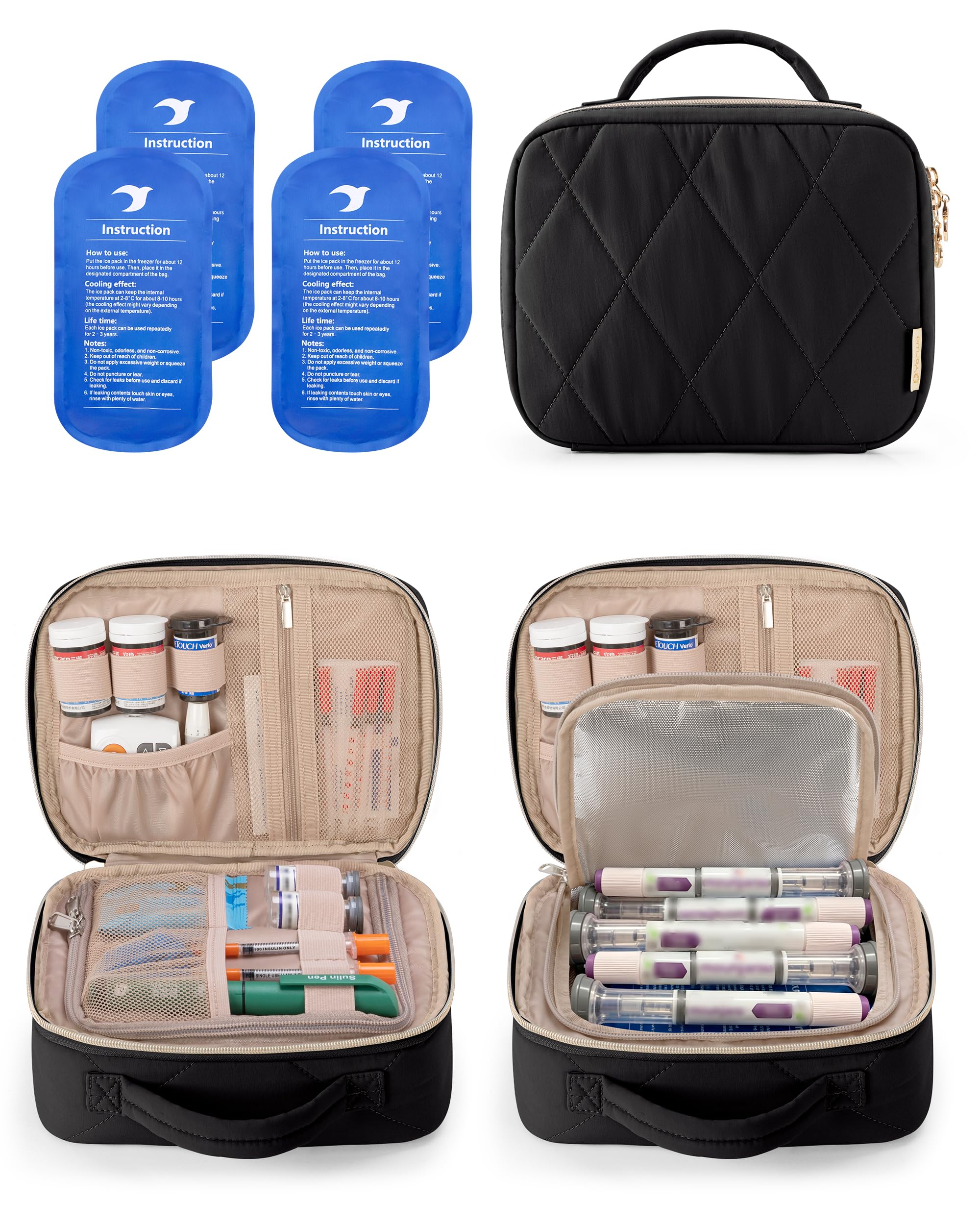 YARWO Nevera Pequeña Portátil para Insulina, Bolsa para Diabéticos, Negro