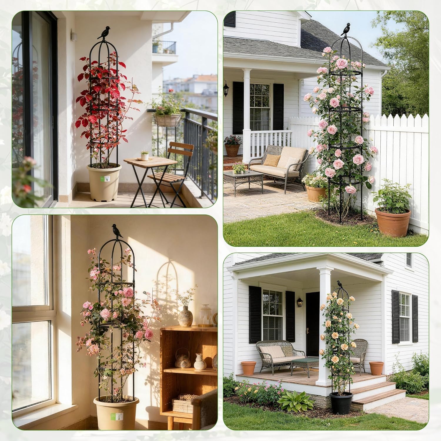 2 Pack Trellis for Climbing Planting Outdoor, 6ft Plant Trellis-Rustproof Metal Pipe with Heavy Duty Plastic Coated, Potted Plant Support for Clematis Vine Jasmine Support