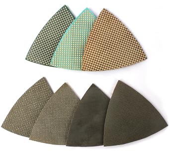 Z-Lion Diamond Triangular Sanding Pads 7 Pcs Set for Granite Marble Glass Sanding Polishing