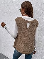 Vista 2 de Floerns Chaleco de punto vintage con cuello en V y dobladillo bajo en la espalda para mujer