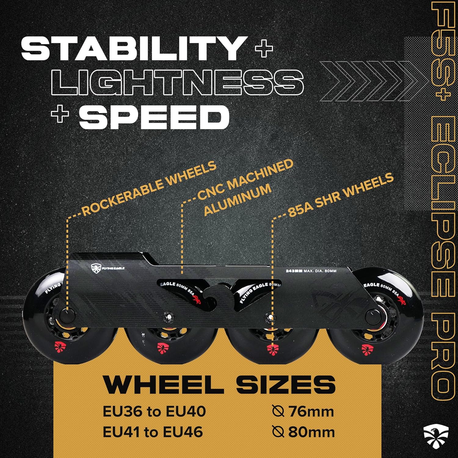Flying Eagle FS5+ Eclipse Pro Adult Inline Skates - Outdoor Urban Inline Roller Skates Adults, Freeskates, Outdoor Skate Roller Adult, Slalom Skate, Skating Shoes