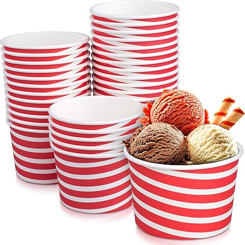 TYPTOP Vasos de papel prĂ©mium para helado, paquete de 50 vasos desechables de postre de 12 onzas para bebidas calientes y frĂas, 12 onzas de rayas TYPTOP Vasos de papel prĂ©mium para helado, paquete de 50 vasos desechables de postre de 12 onzas para bebidas calientes y frĂas, 12 onzas de rayas