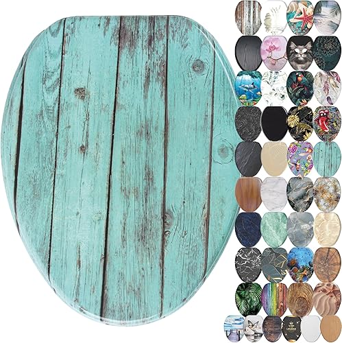 Miniatura 44 de SANILO Asiento de inodoro de madera con cierre suave [alargado] – Asiento de madera moldeada decorativo, silencioso y de cierre lento – Con fuertes