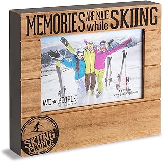 Pavilion Gift Company We People 67360 Picture Frame Memories are Made While Skiing 4x6 Picture Frame, Brown, Black