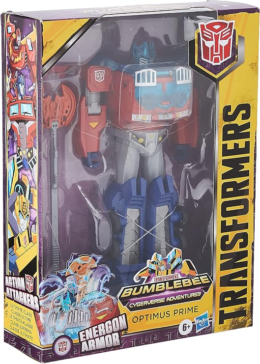 Transformers Bumblebee Cyberverse Adventures Dinobots Unite Toys Ultimate Class Optimus Prime Figure, Energon Armor, Ages 6 and Up, 9-inch