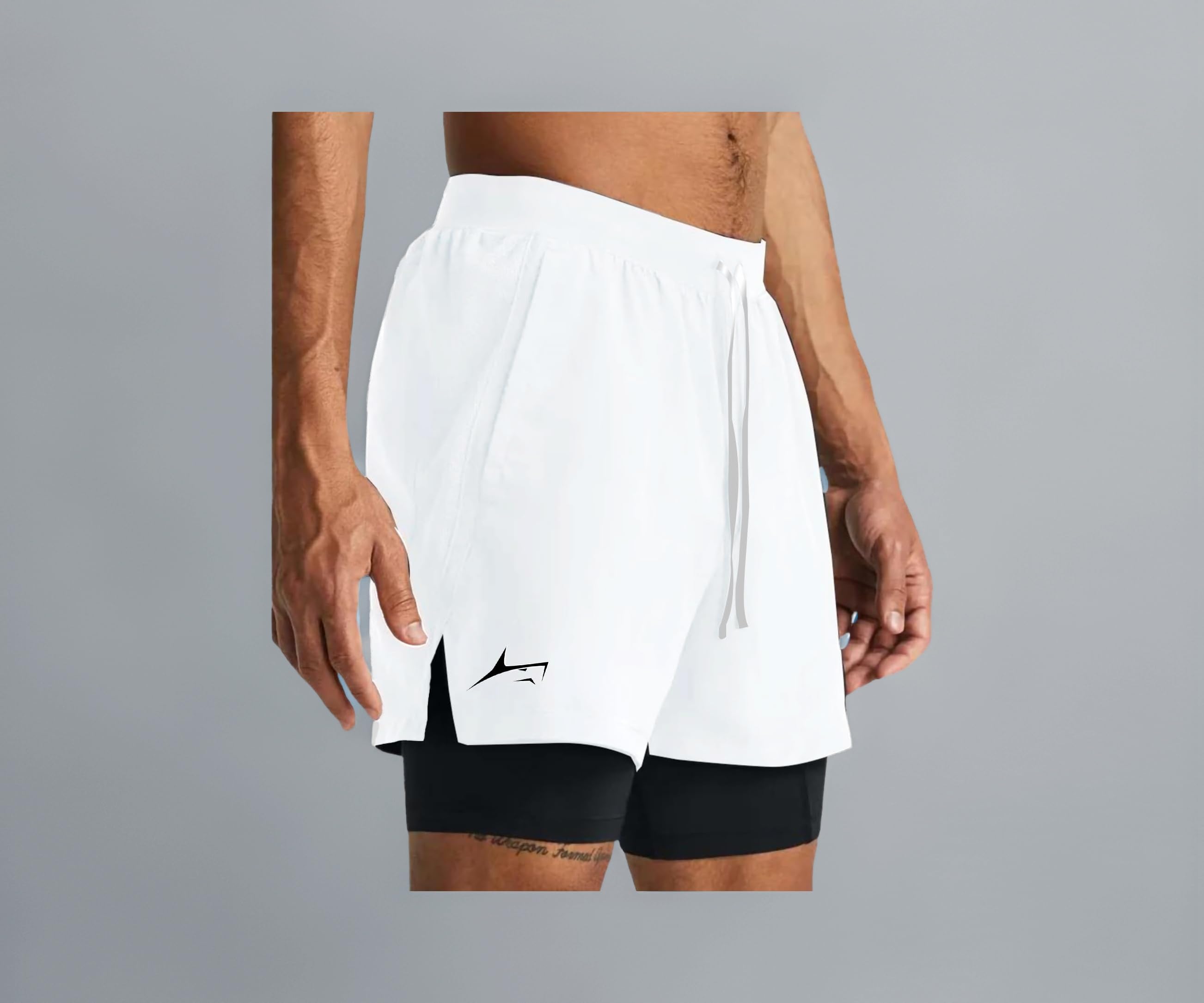 - 2 in 1 Active Dual Shorts with Inner Tights Layer | Men's Double Layer Short for Running, Gym & Sports