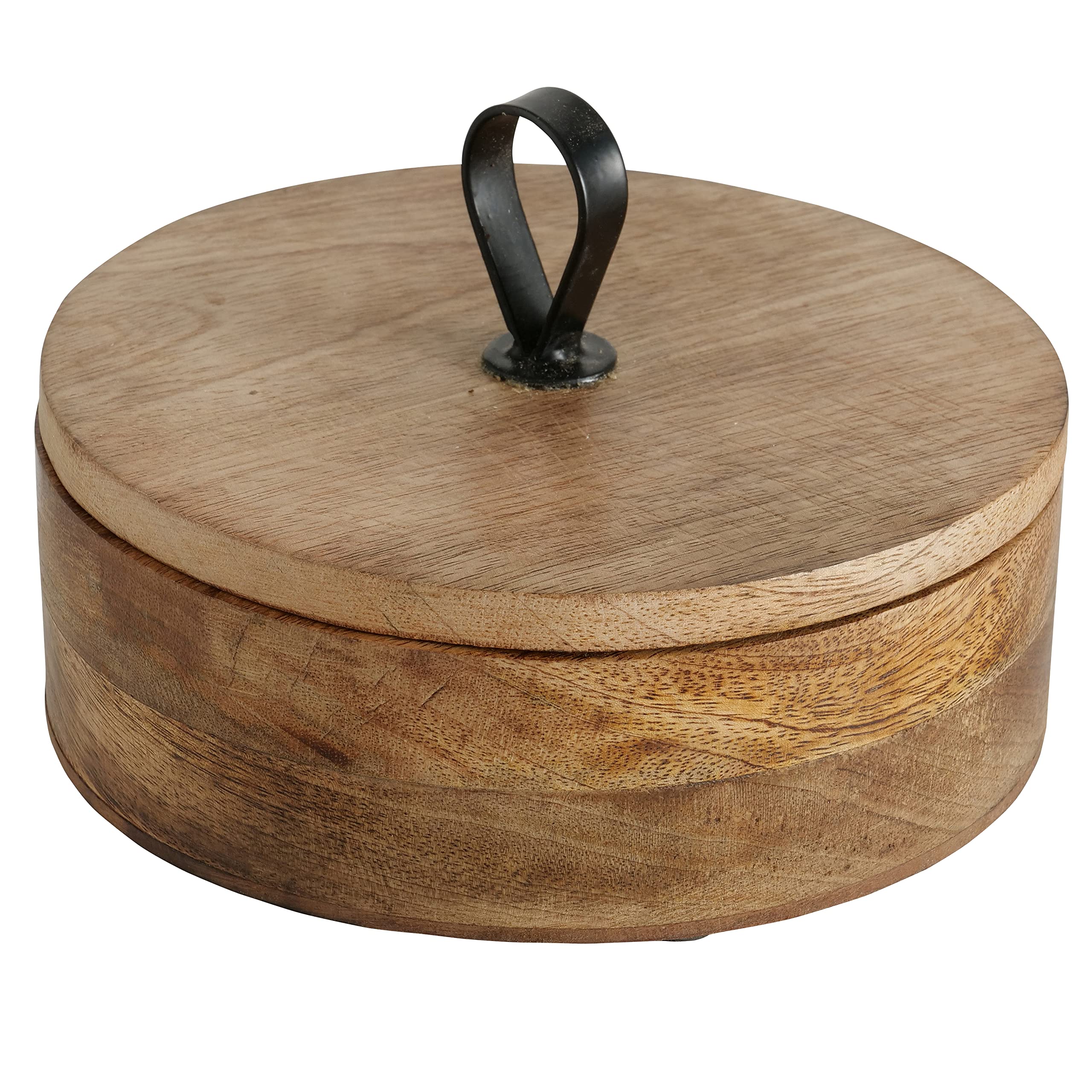 Boîte en bois de manguier ronde WHW pour sublimer votre table basse de salon