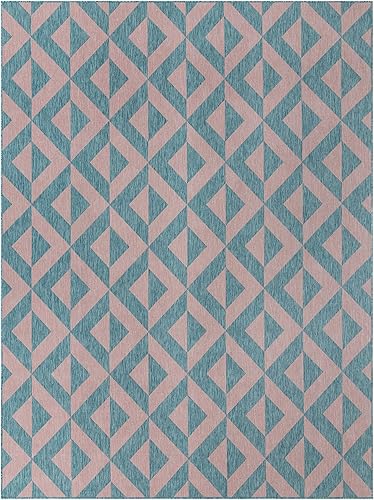 Vista 284 de Unique Loom Unique Loom Outdoor Collection - Alfombra de área - Napa (3 pies 3 pies, redonda, amarillo y aguamarina/amarillo)