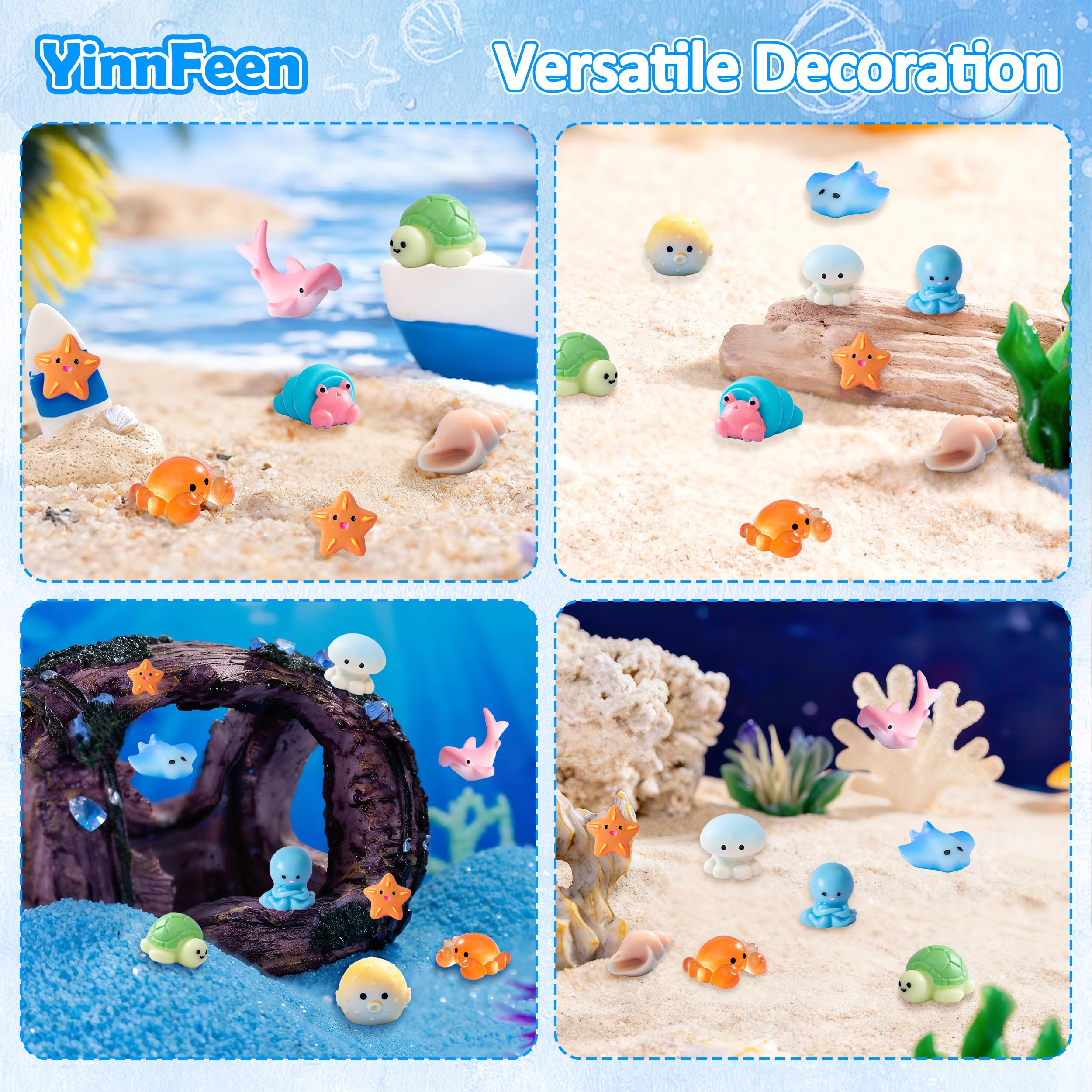 50 Piezas Mini Figuras de Océano, Miniaturas Pequeñas de Animales Marinos, Lindas Figuras de Resina Océano para Acuario Decoración DIY Jardín Miniatura Bonsái Pecera — view 7