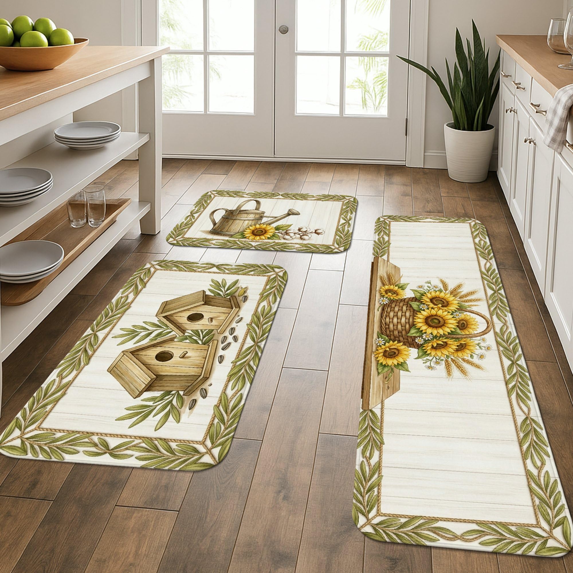 Tapis de cuisine tournesol lavable pour éviter les sols glissants