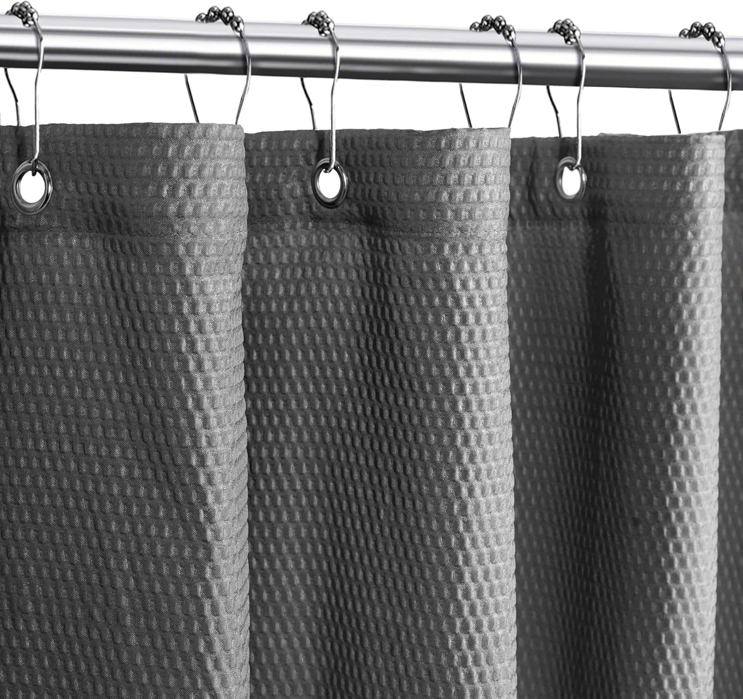 Tititex Solid Grey Cloth Fabric Shower Curtain Liner with 2