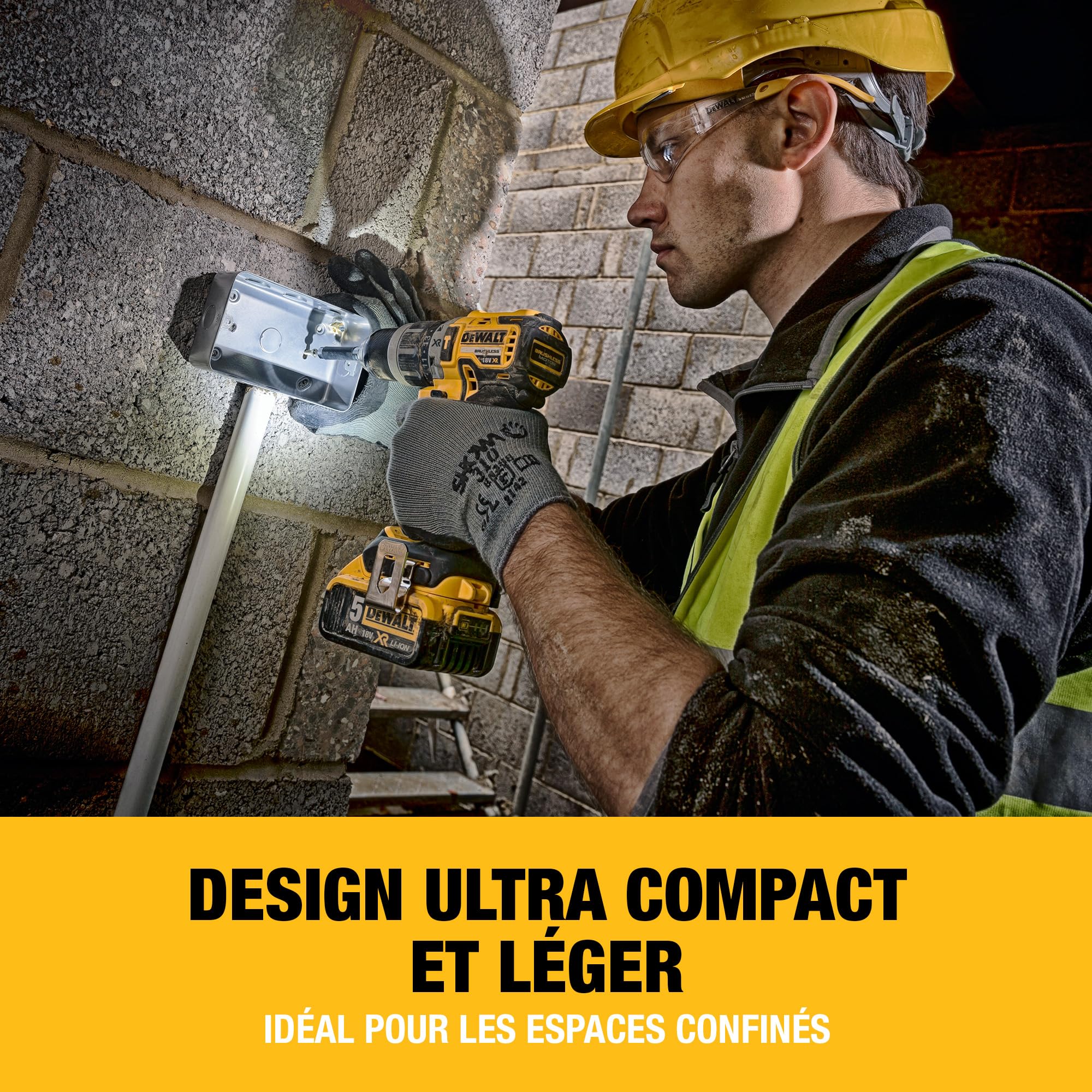 DEWALT Perceuse Visseuse à Percussion Brushless XR 18V DCD796P2-QW avec Coffret TSTAK, Chargeur et 2 Batteries 5Ah