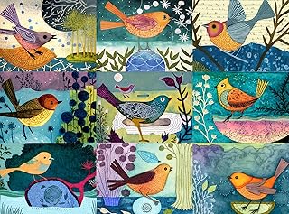 Festival of The Nine Birds 1000-Piece Jigsaw Puzzle for Adults by Cross & Glory | Colourful Collage of Individual Bird Art...