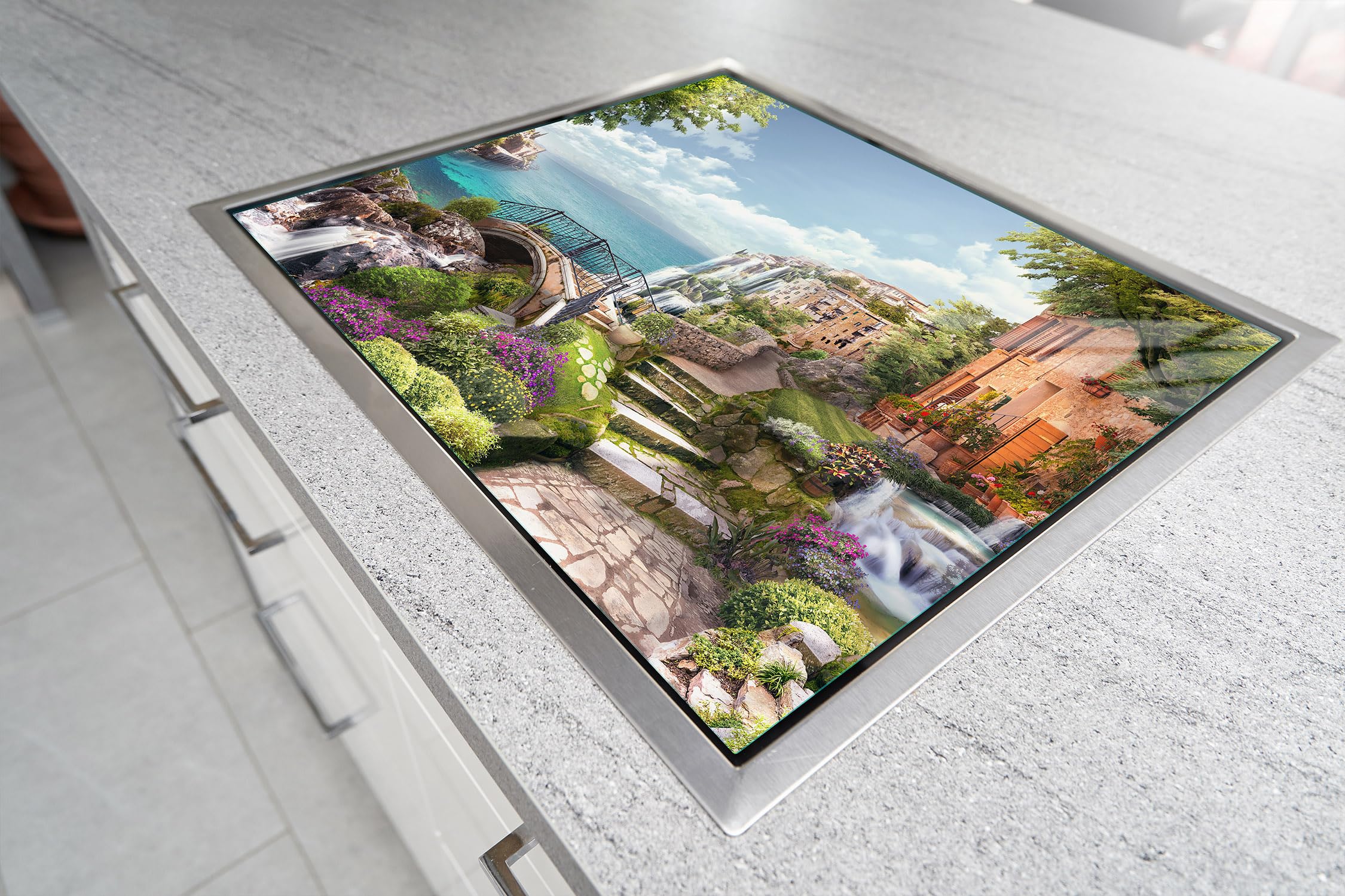 Copri Piano Cottura In Vetro Temprato - 70x52 Cm, Universale, Anti-schizzi, Decorativo