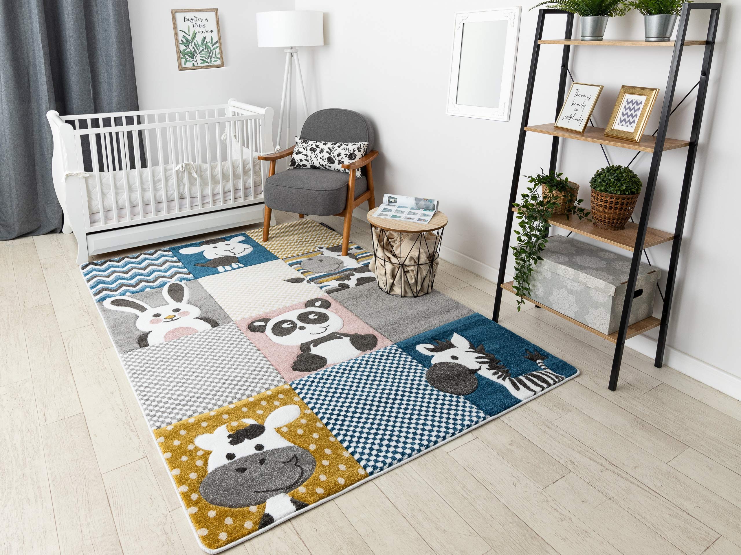 RugsX Dywan dziecięcy Kids Baby Petit Zoo Animals kremowy szary rozmiar 120x170 cm