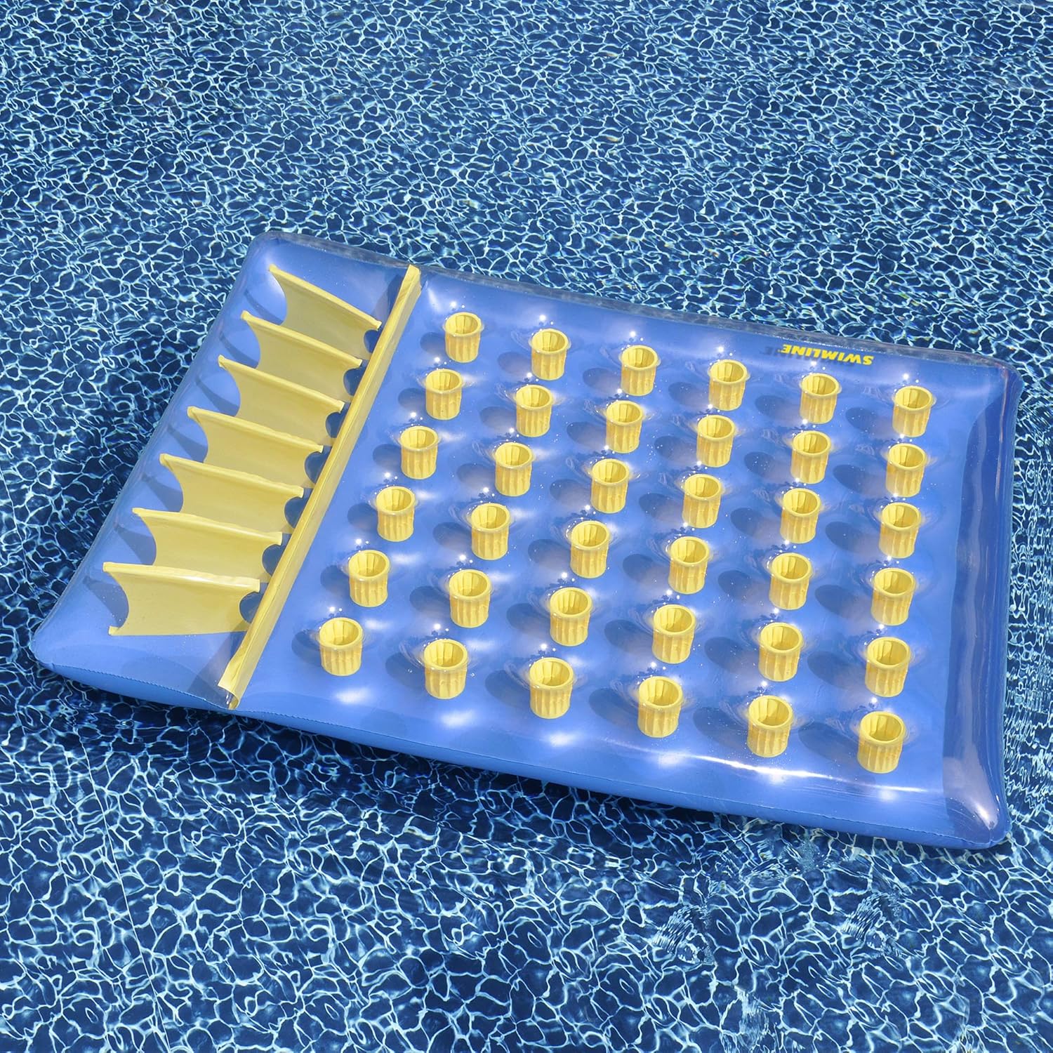 Inflatable Water Sports 36 Pocket Double Pool Mattress - 78" - Blue and Yellow