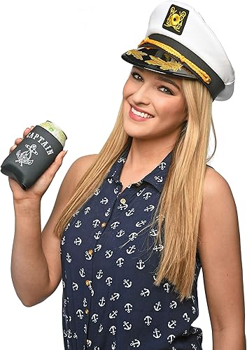 Miniatura 2 de Sombrero de capitán de yate, gorra de capitán de barco marinero, accesorio de disfraz para adultos, Sombreros y Coozies de Yate