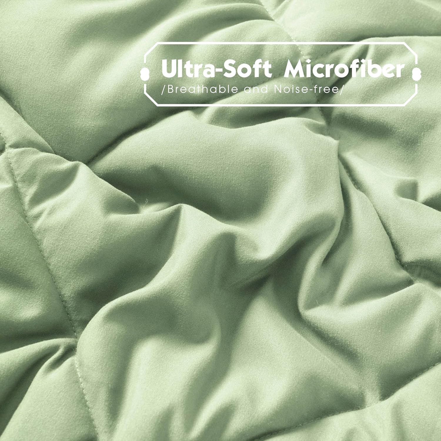 HIG 3pc Sage Green Twin/Twin XL Comforter Set - All Season Reversible Down Alternative Comforter with Sham - Quilted Duvet Insert with Corner Tabs - Diamond Stitched Blanket - Breathable, Soft, Fluffy - Image 5