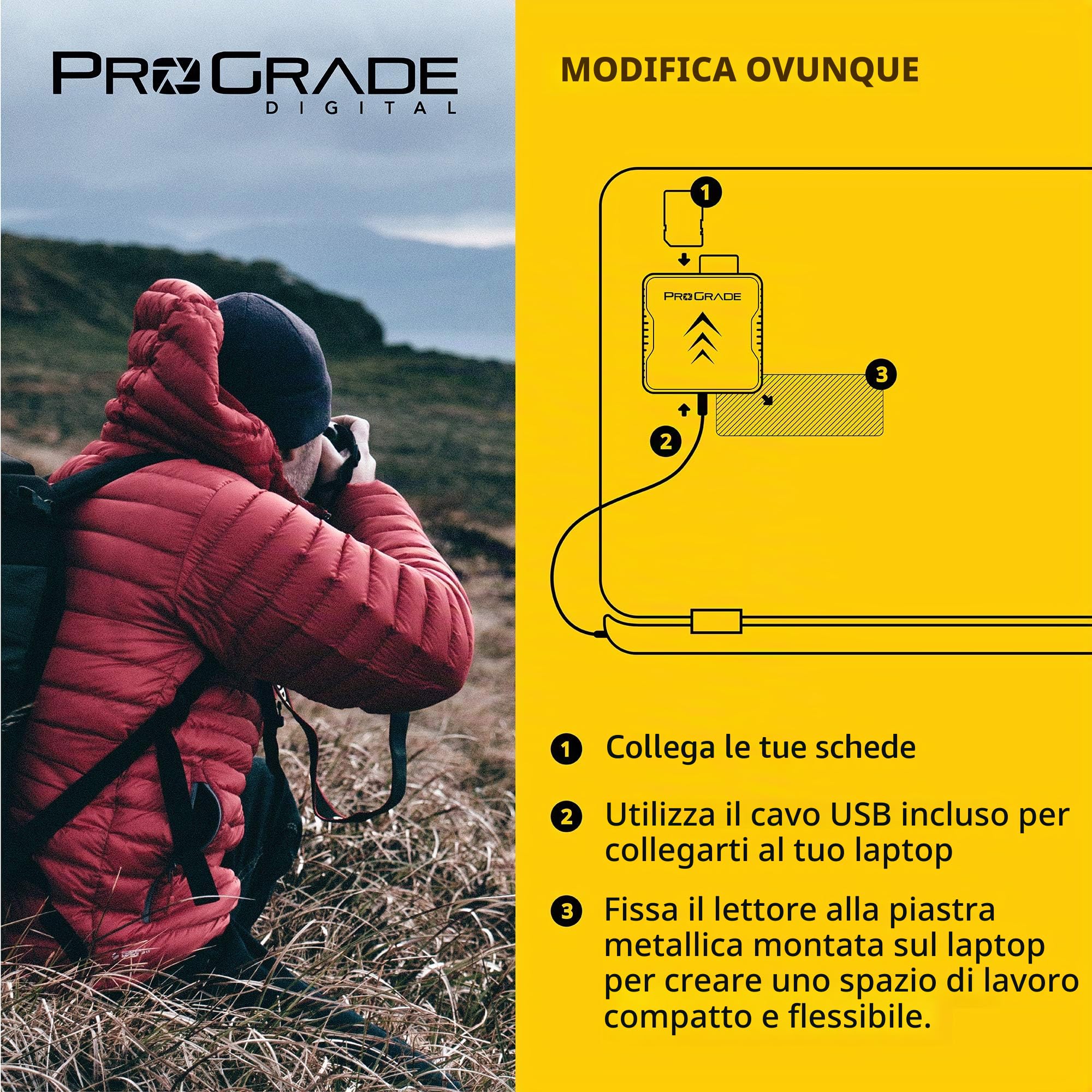 ProGrade Digital - Lettore di schede di memoria SD UHS-II a doppio slot, USB 3.2 Gen 2 per filmmaker, fotografi e creatori di contenuti professionali