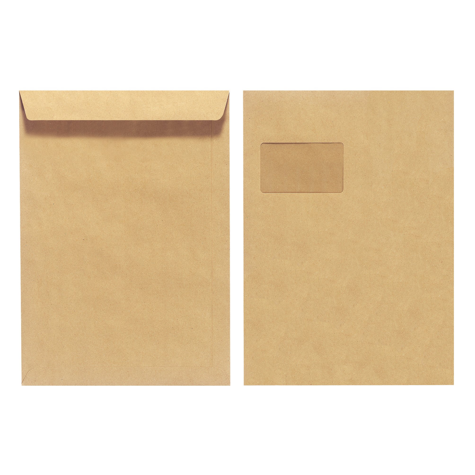 Herlitz Envelopes C4 90 g Wet Adhesive with Window Recycled Paper Blue Angel Pack of 10 Shrink-Wrapped Brown