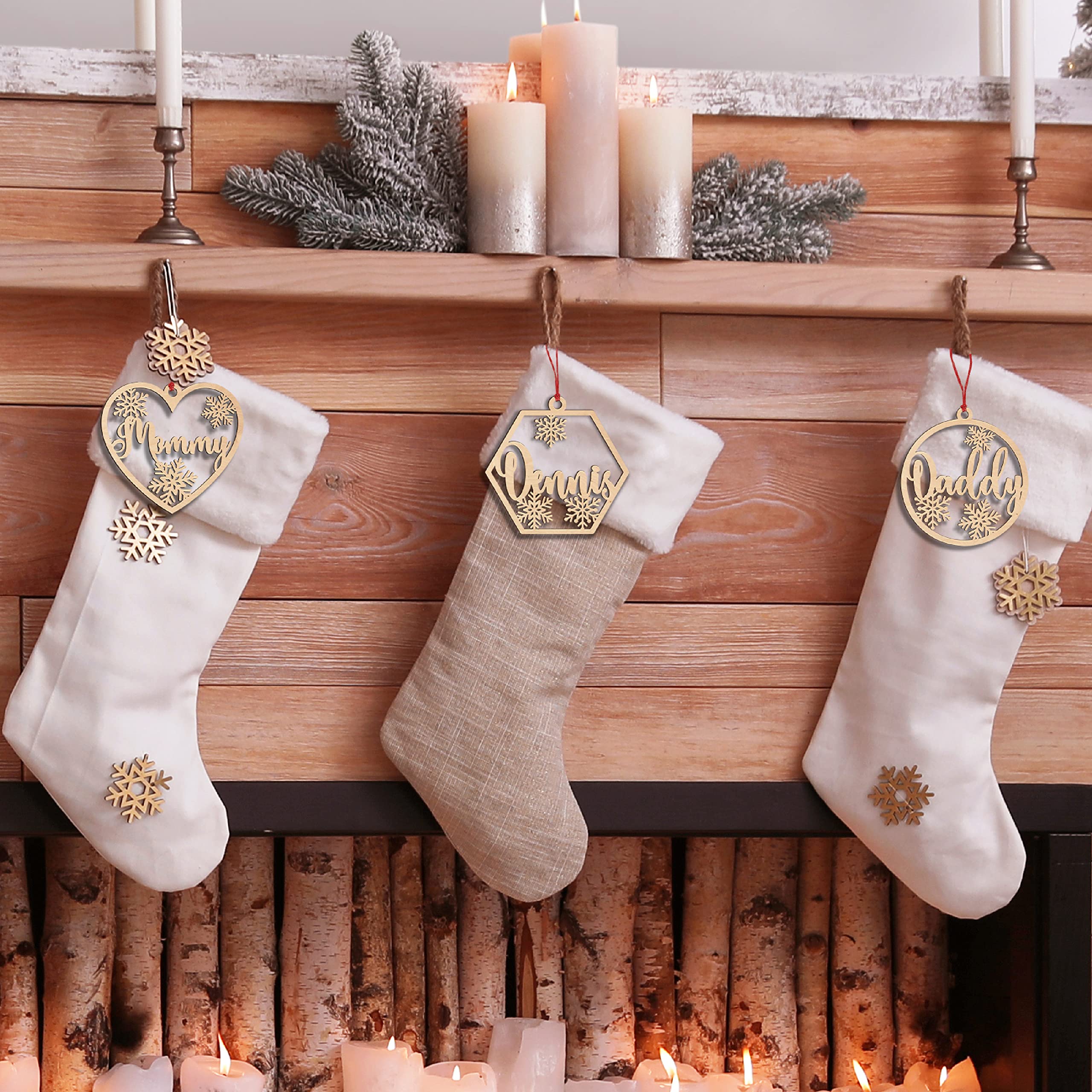 Amazon.co.jp: クリスマスストッキング 名前タグ 3個セット 3つの