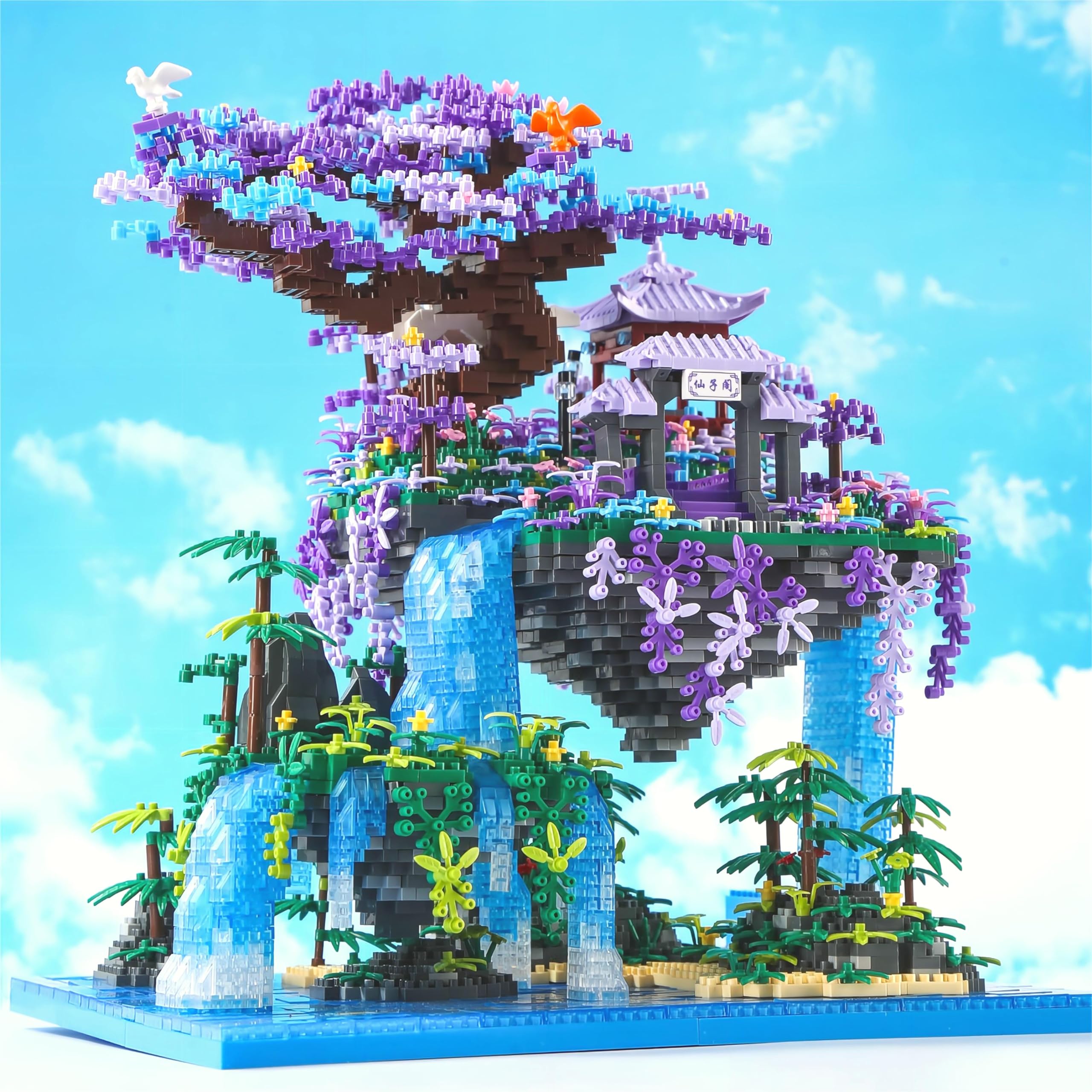 Yushinv Juego de construcción de árbol de Cerezo en Flor con Caja de Regalo, casa de árbol de Sakura Japonesa de Escena Original (Tipo: sinfonía), casa de bonsái japonés Sakura (4574 Piezas)