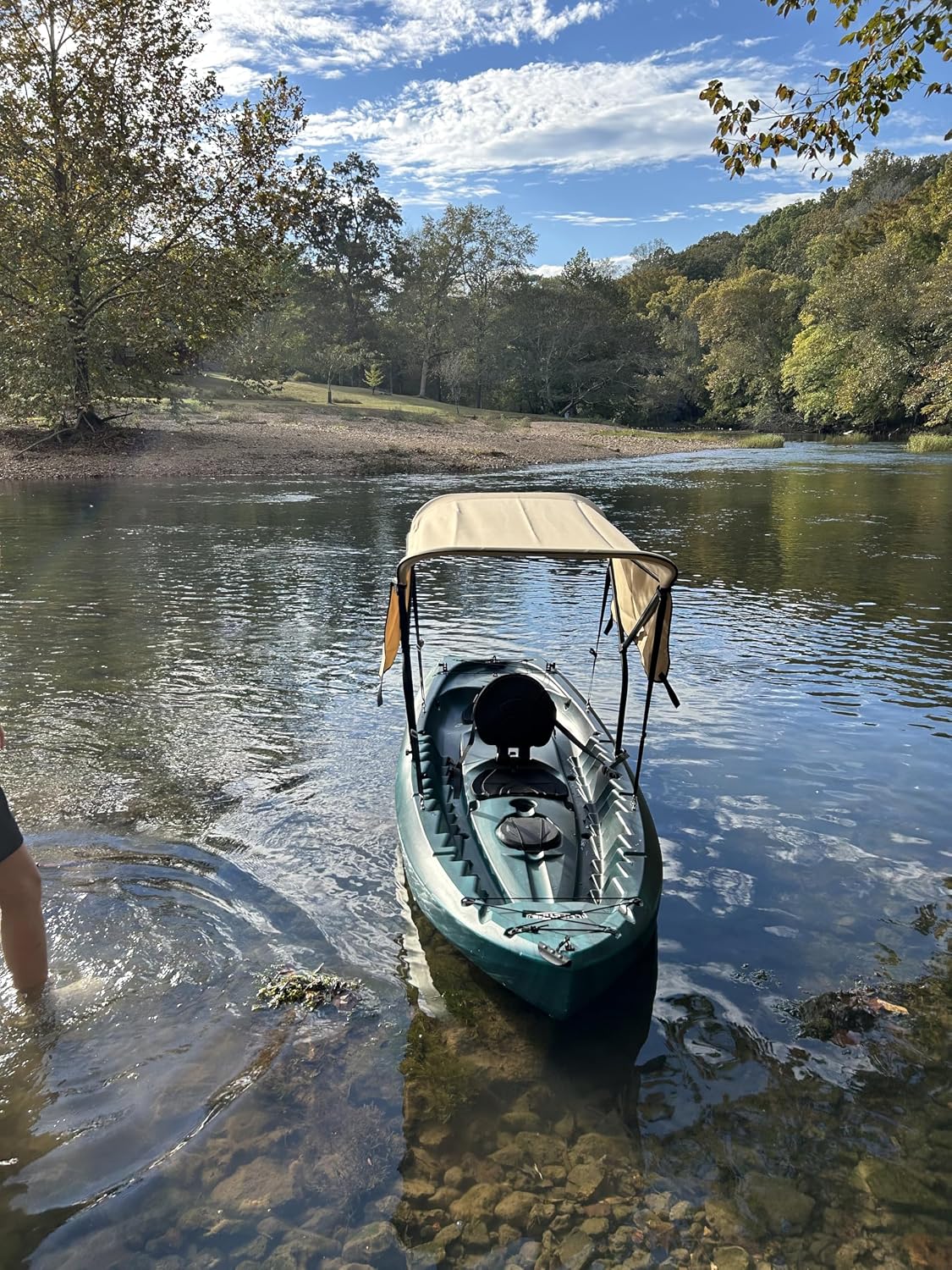 Cypress Rowe Outfitters Black Frame Canoe/Kayak Sun Shade/Canopy Bimini Top Conestoga Wagon Style with 2 Differently Sized Sets of Removable Zippered Side Curtains for Maximum Sun Protection