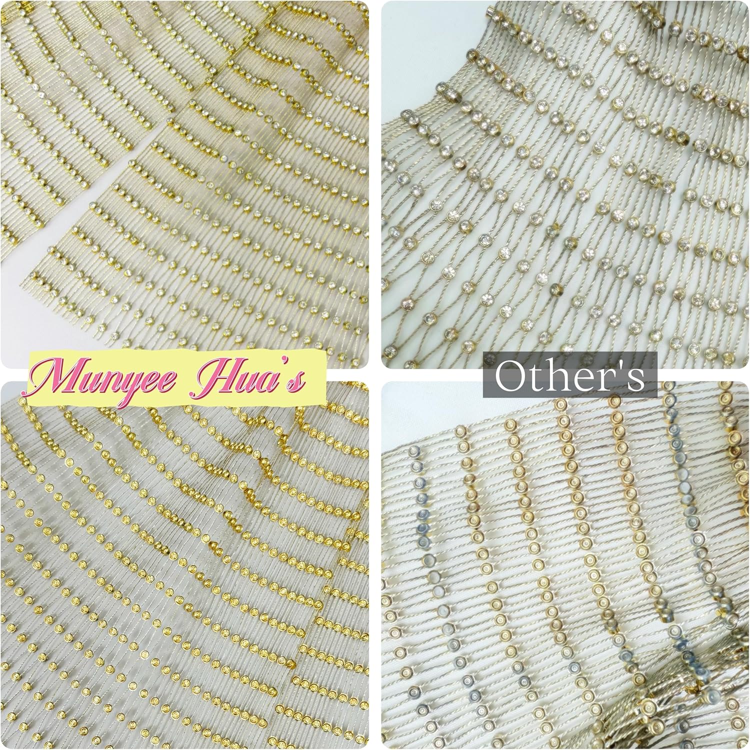 Munyee Hua Rhinestone Long Mesh Sparkle Rhinestone Rave Dress Headscarf Headband