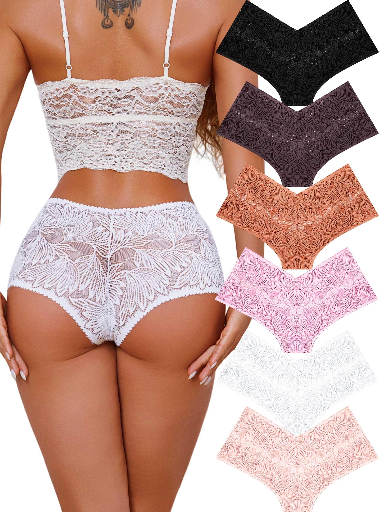 Sth Big Sexy Underwear for Women Petal-soft Lace V-waisted Boy Shor...
