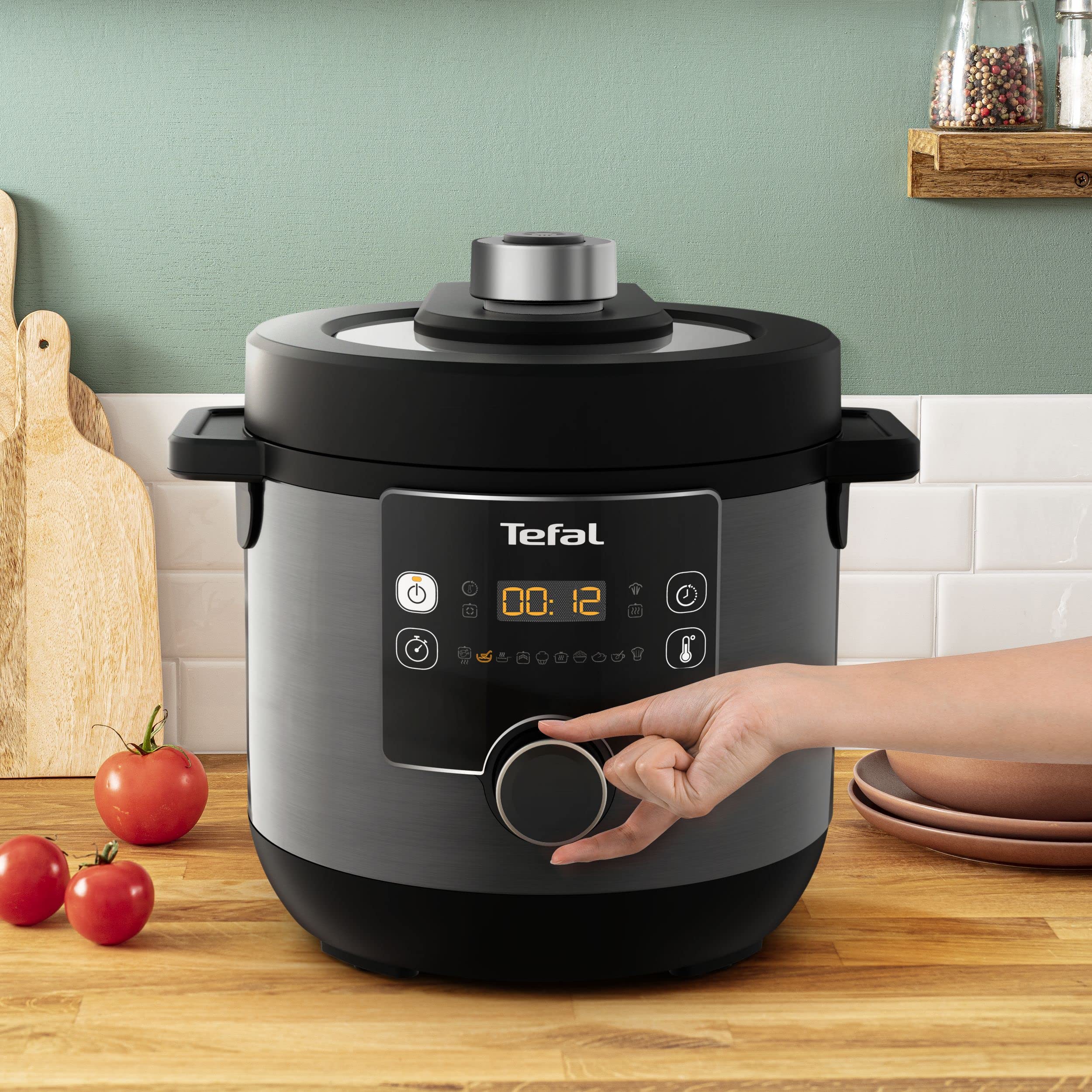 Tefal CY7788 Turbo Cuisine & Fry Multicuiseur | Autocuiseur et friteuse à air chaud | 14 programmes de cuisson automatiques | Couvercle extra Crisp | Polyvalent | Capacité 7,6 l | Avec livret de