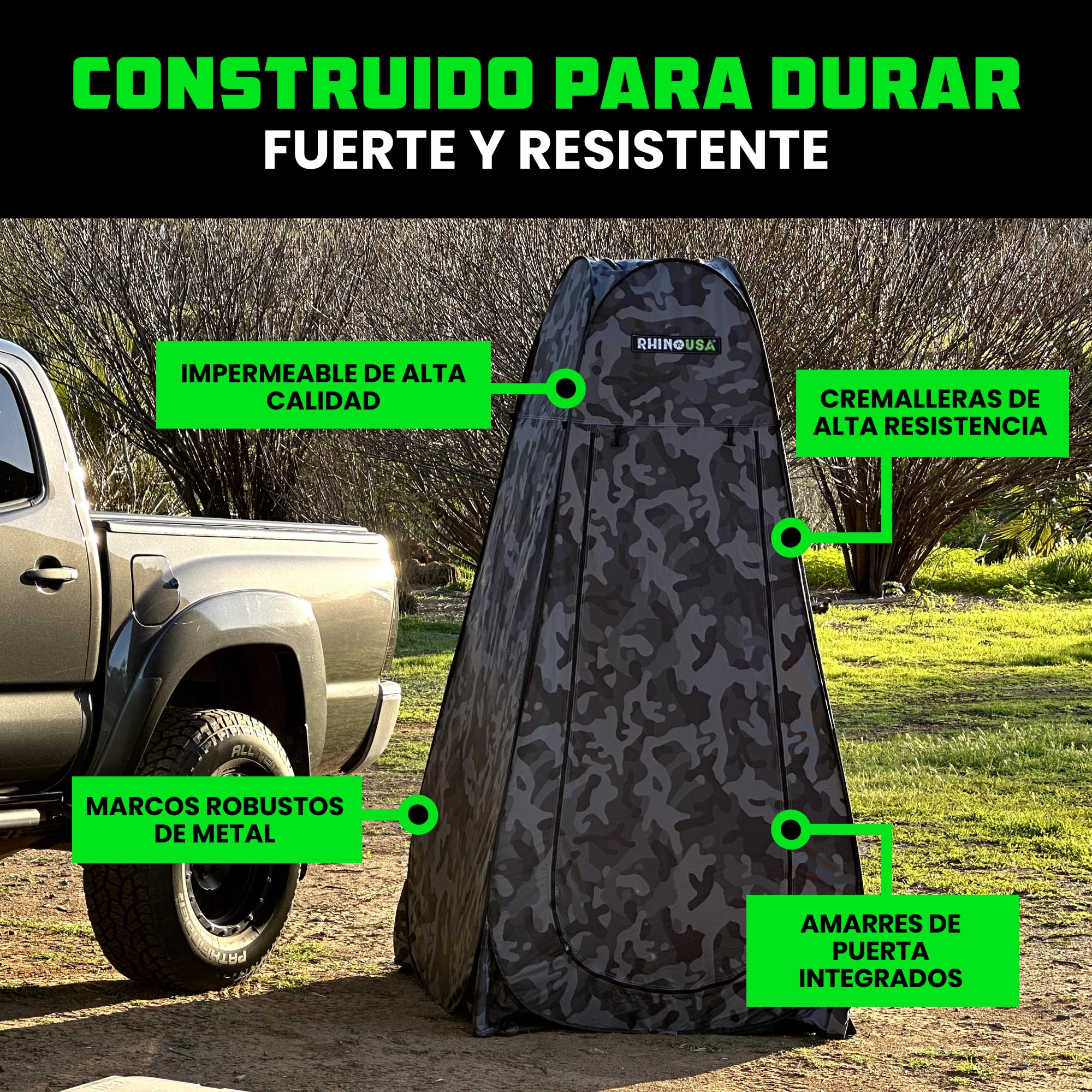 Rhino USA Tienda de Privacidad Emergente - Vestuario Inodoro Portátil para Acampar - Tienda de Ducha Aire Libre - Refugio contra Lluvia para Playa y Camping Ligera Resistente Instantánea para Llevar