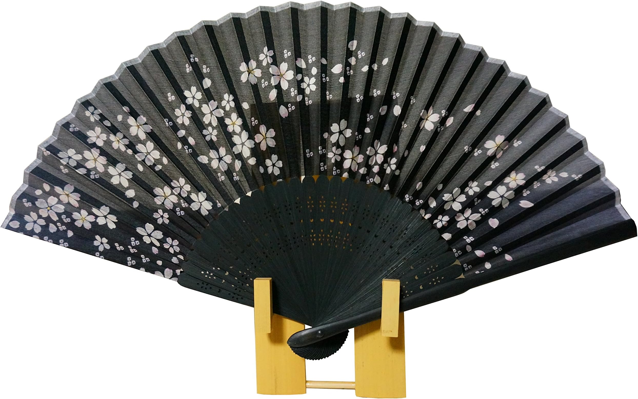 Japanese Folding Fan and Fan Display Stand Holder Set ( 3.5 X 7 Inches ) From Japan