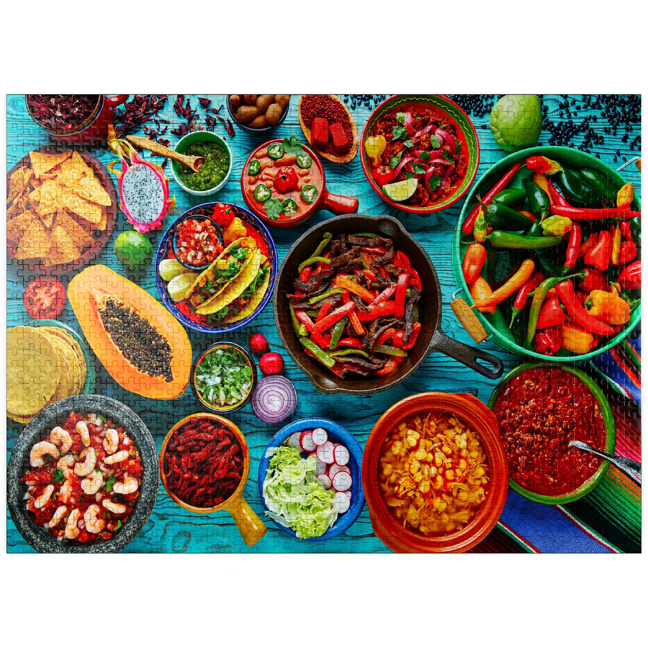 MyPuzzle Mexican Food - Premium 1000 Piece Jigsaw Puzzle - Made in USAClimatePartner certified