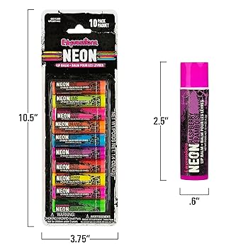 Amazon.com : Expressions 10 Pack Neon Lip Balm Set : Lip