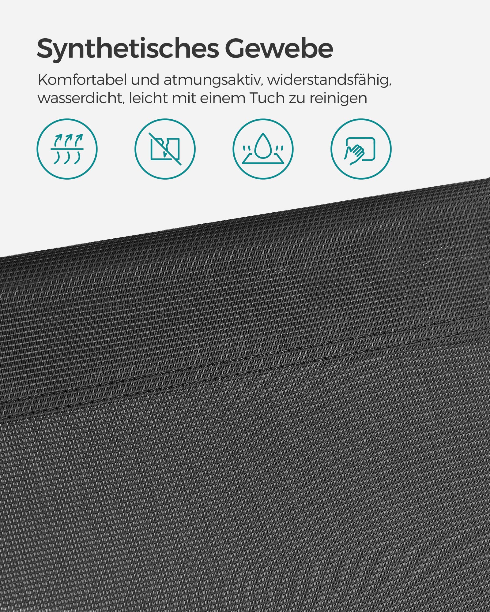 SONGMICS Große Sonnenliege, klappbarer Liegestuhl, 71 x 200 x 38 cm, Belastbarkeit 150 kg, mit Sonnenschutz, Kopfstütze und Verstellbarer Rückenlehne, für Garten Pool Terrasse, anthrazit GCB22GYV2
