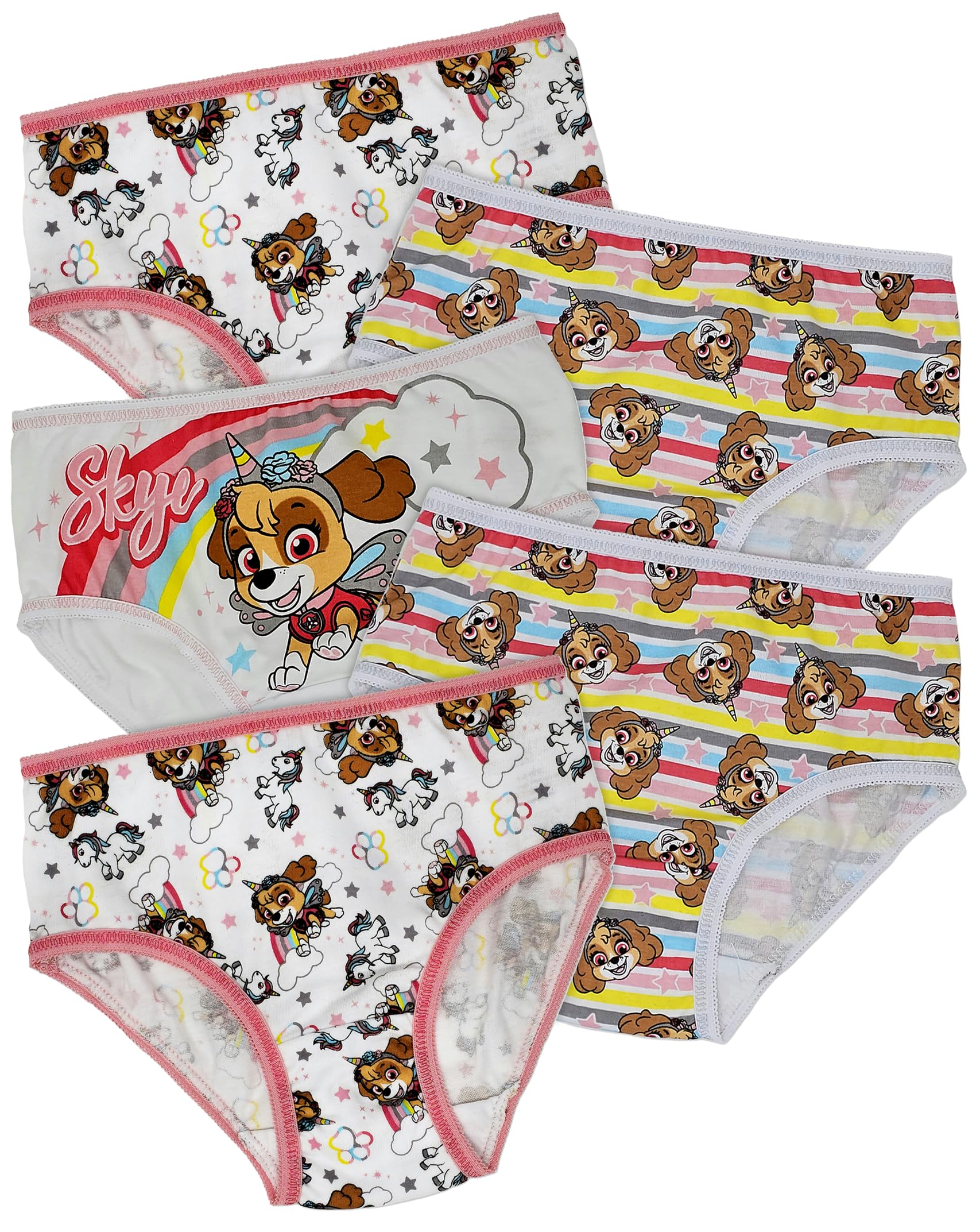 Lot de 5 slips 100 % coton pour fille – Skye et licornes 18 m à 7 ans