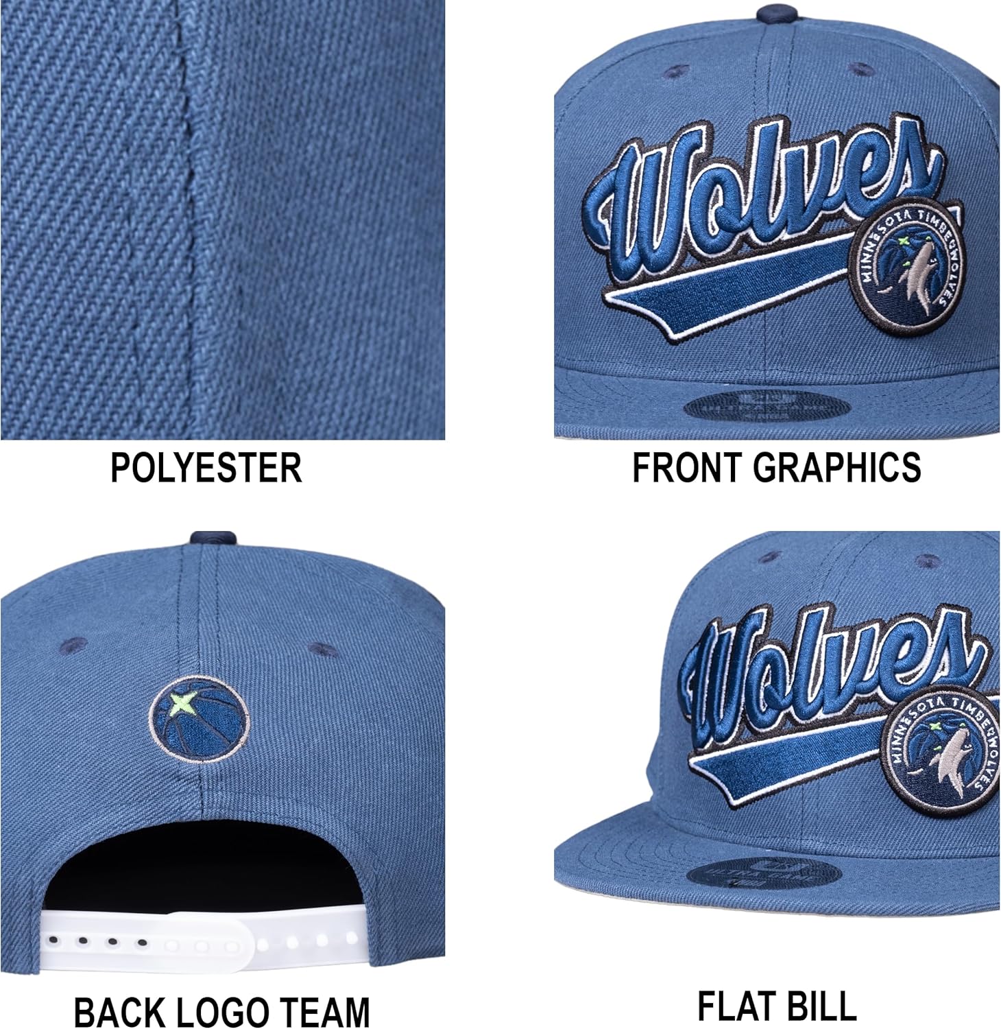 Ultra Game Men’s NBA Official Snap Back 3D Embroidered Team Logo Baseball Cap Hat