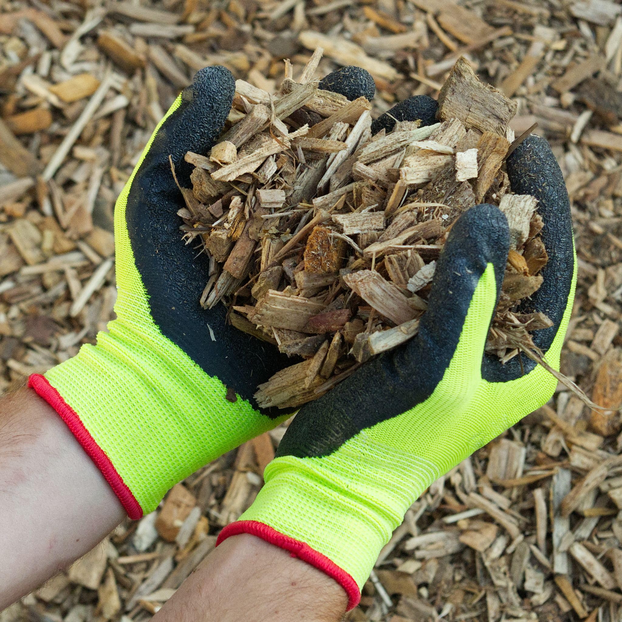 Trevendo 60 paires de gants de travail - gants de montage jaune fluo avec revêtement latex (Taille 8)