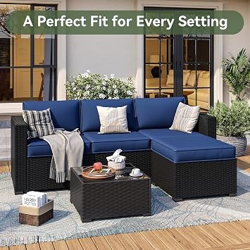 Aoxun 7-Piece Patio Furniture Cushions for Outdoor Furniture Set of 4