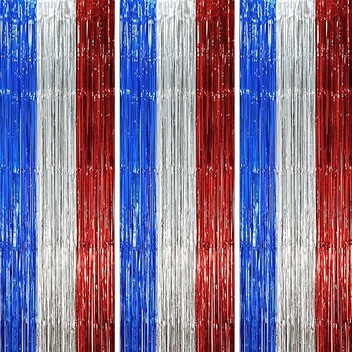 Miniatura 282 de Cortinas de fondo de flecos de papel de aluminio para fiestas, 3 piezas, 39.6 x 98.4 pulgadas, azul retro 48 Retro Azul,03 Rosa,04 Rosa