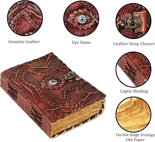 Miniatura 4 de Hocus Pocus, libro de hechizos hecho a mano, vintage, de cuero, diario con candado, libro de sombras y libro de hechizos Hocus Pocus, 2 libros de