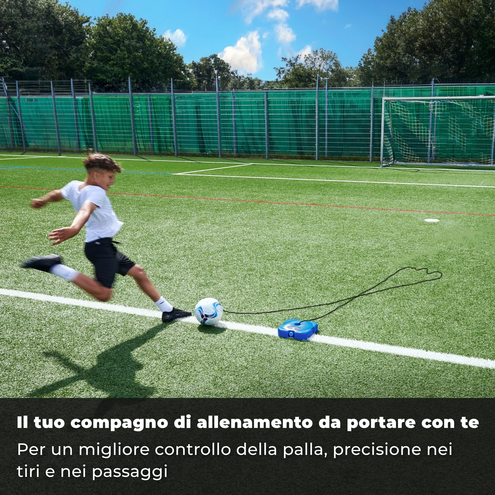 MOVEMATE Set di allenamento per calcio, con corda, ideale come regalo da calcio per ragazzi, strumento di allenamento innovativo per esterni, in giardino, sul campo da calcio