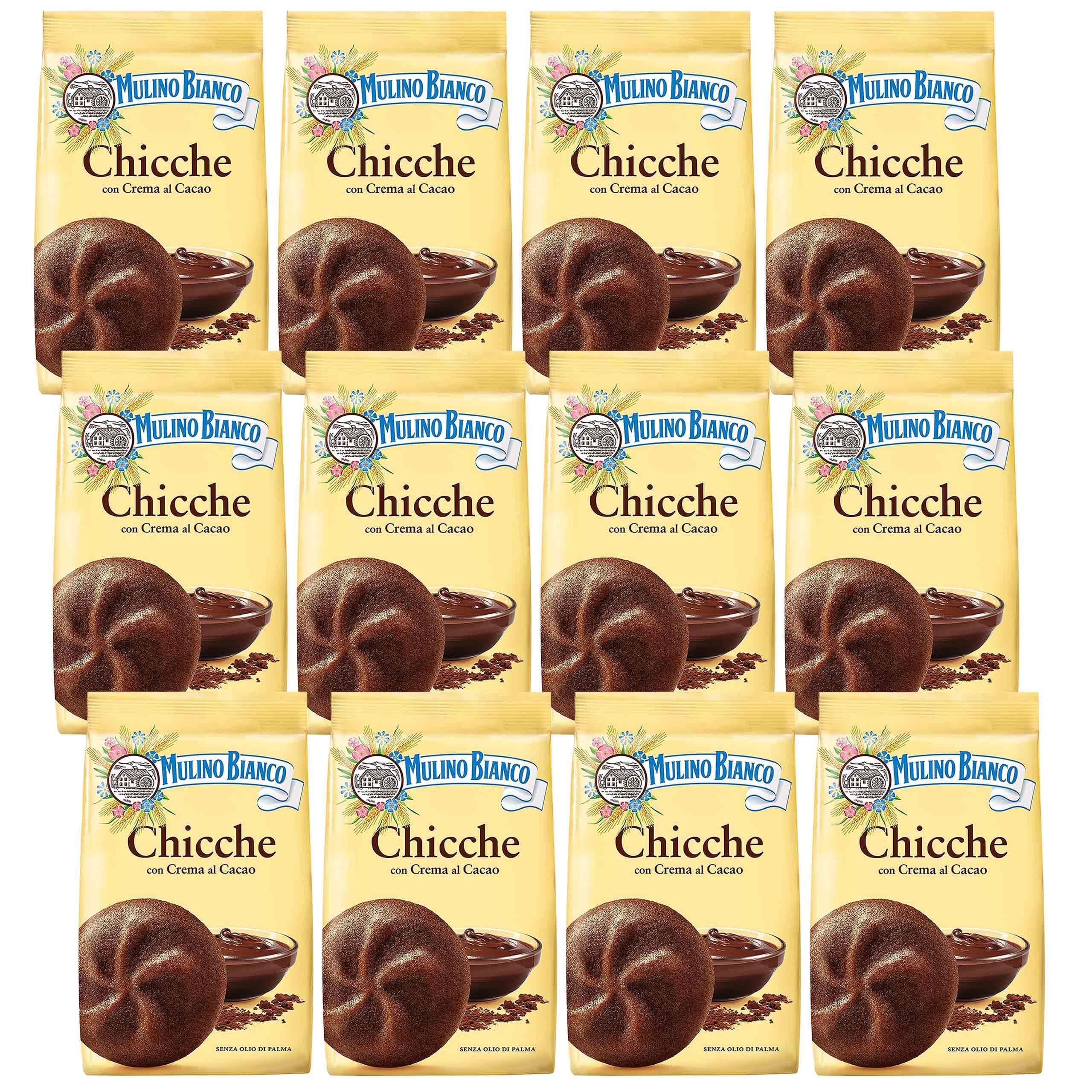 MULINO BIANCO Chicche - Galletas crujientes de chocolate con crema de cacao 200g (Chicche, x12)