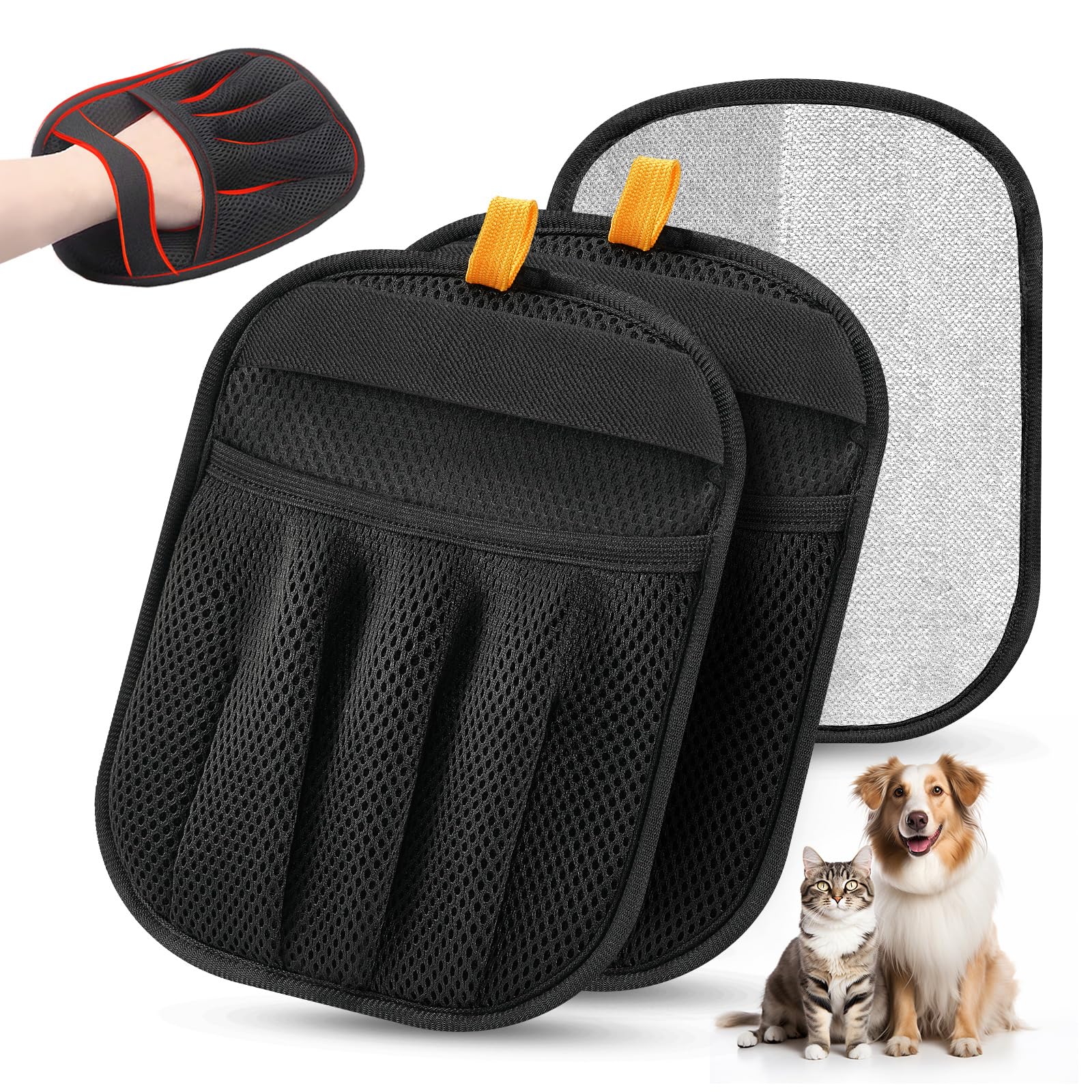Photo 1 of 2Pcs Pet Hair Removal Gloves Cat & Dog, Electrostatic Reusable Remover Tool