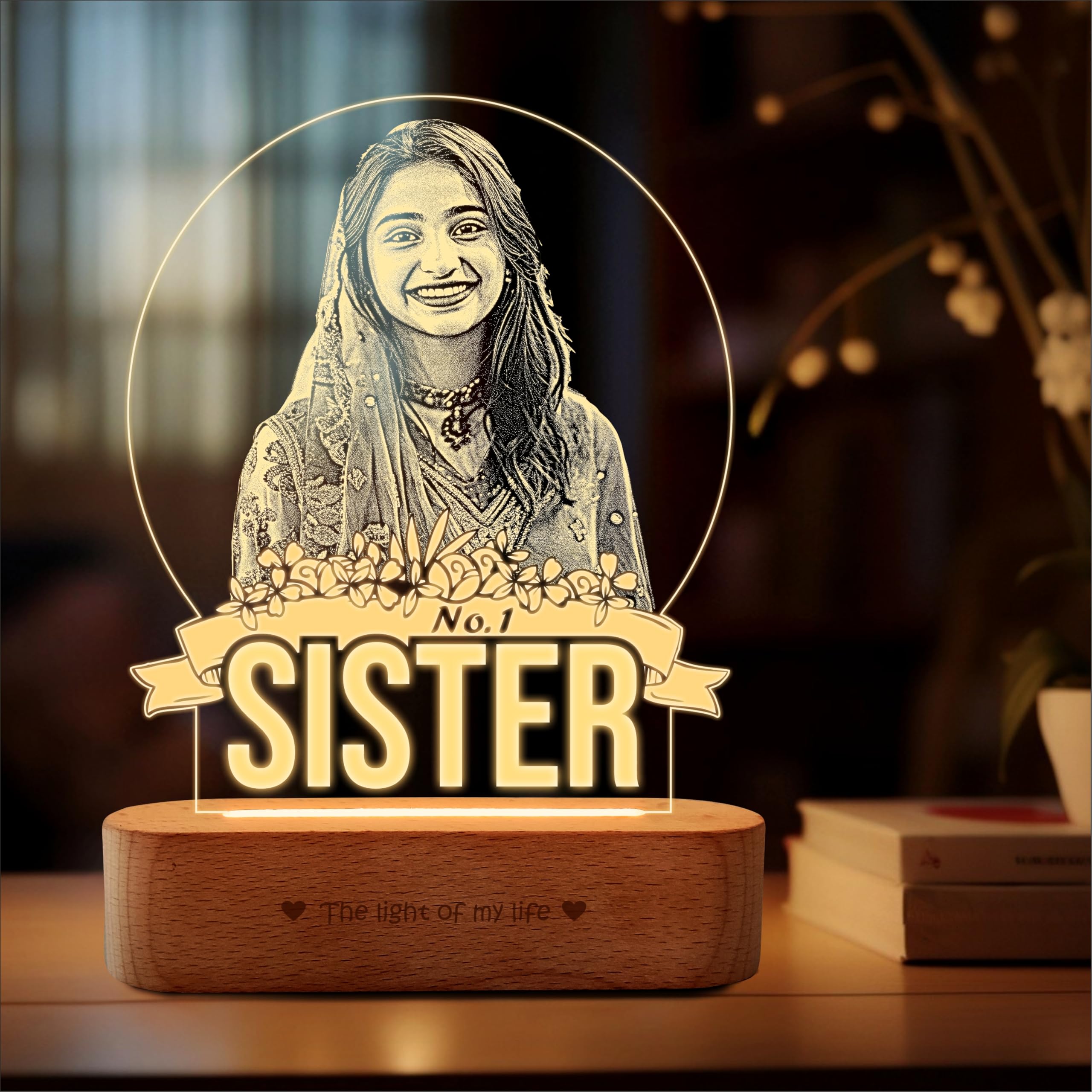ZOCI VOCI Rakshabandhan Gift for Sister - Personalized No.1 Sister Photo Lamp with Custom Photo, Warm White LED Acrylic Night Lamp, Unique Rakhi Gift from Brother discount deal